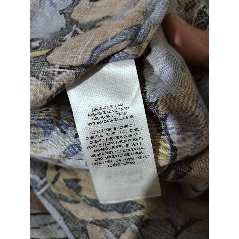 5818) Lauren Ralph Lauren Relaxed Fit Linen Blue Floral Short Sleeve Top Size 2X - Picture 5 of 8